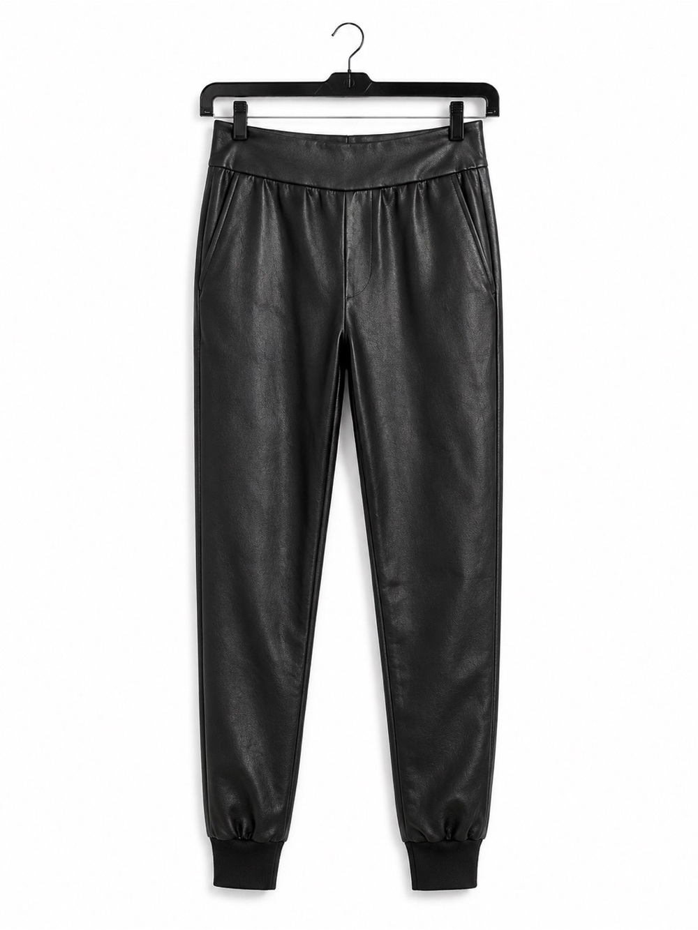 Commando Black Faux Leather Waistband Joggers